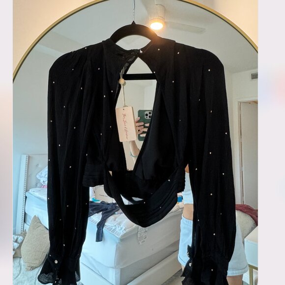 For Love and Lemons deep V embellished blouse M - Picture 4 of 4